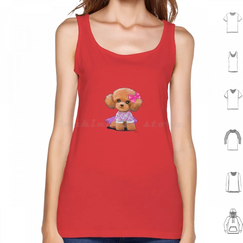 Red Poodle Toodles Tank Tops Print Cotton Red Poodle Poodle Dog Puppy Pet Girl Catia Cho