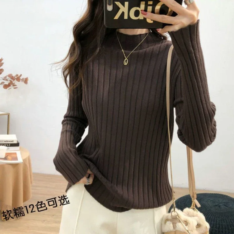 Herfstmode Pure Trui Voor Dames Casual Coltrui Losse Pullovers Met Lange Mouwen Elegante Vrouwelijke Street Gebreide Truien