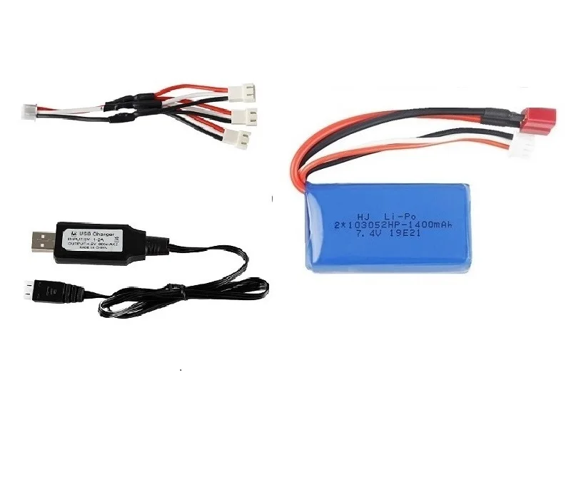 2S 7.4V 1400mAh Lipo Battery T plug /USB for wltoys A949-B A959-B A969-B A979-B K929B 1/18 remote control R/C Car R/C Truck