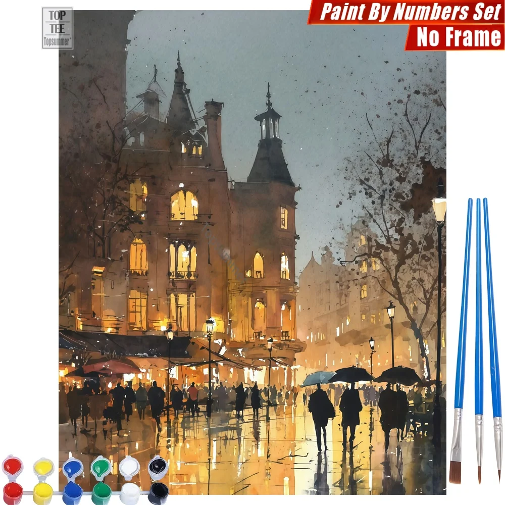 

Rainy City Street Digital Oil Painting Set - Rainy City Lights Family Activities Gift For Teacher Gift For Teacher