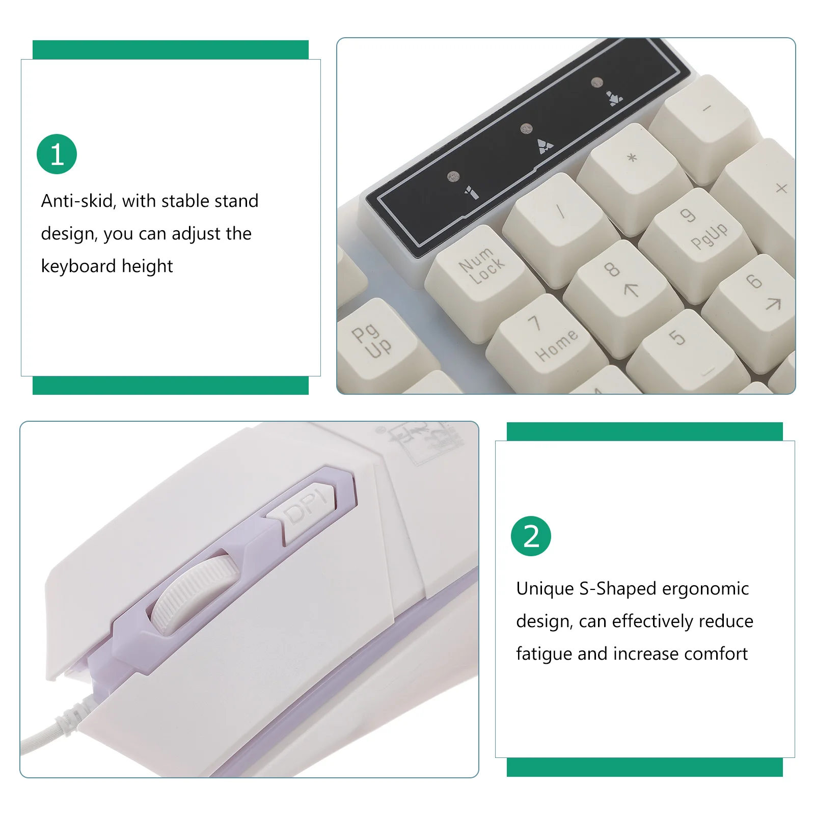 

Gaming Keyboard USB Wired Backlit Mechanical Cool LED Laptop Ergonomic Design Waterproof Anti Skid Adjustable Height