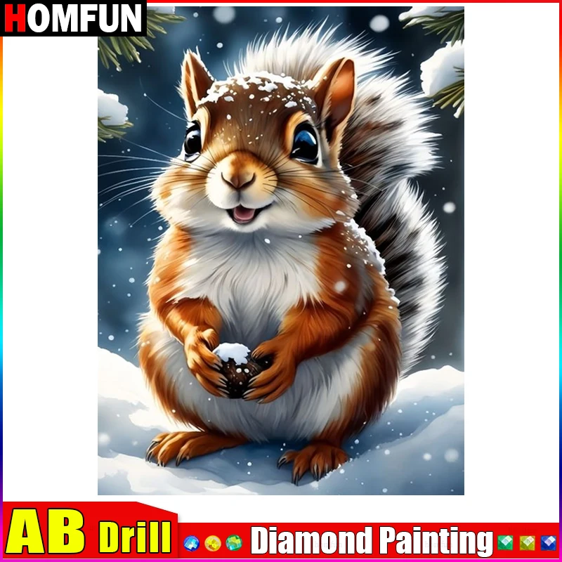 

HOMFUN AB Paint With Diamond Embroidery "Animal Squirrel" Diamond Painting Full Square Round Picture Of Rhinestone Decor
