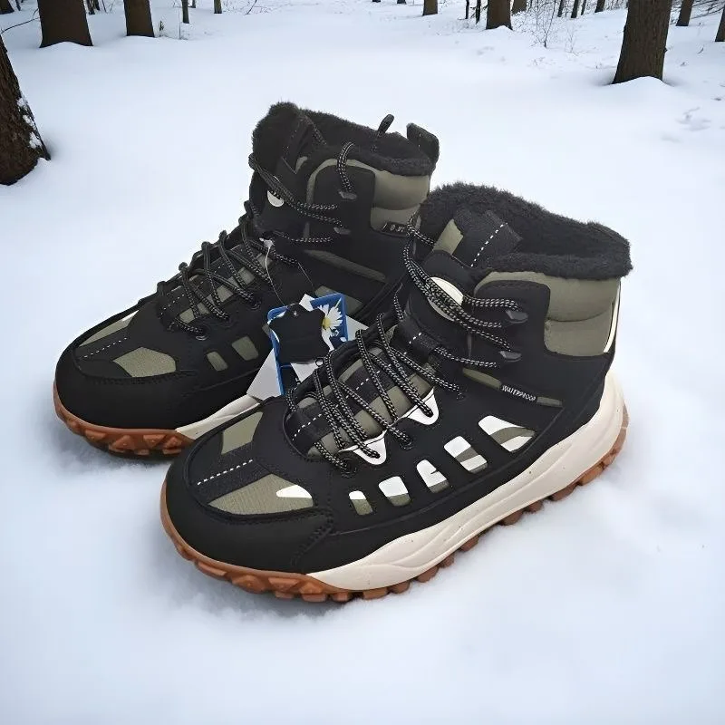 

Winter Inside Fur Outdoor Boots Mens Anti Slip Hiking Shoes For Men Rubber Sole Trekking Boots Man Waterproof Hiking Shoe