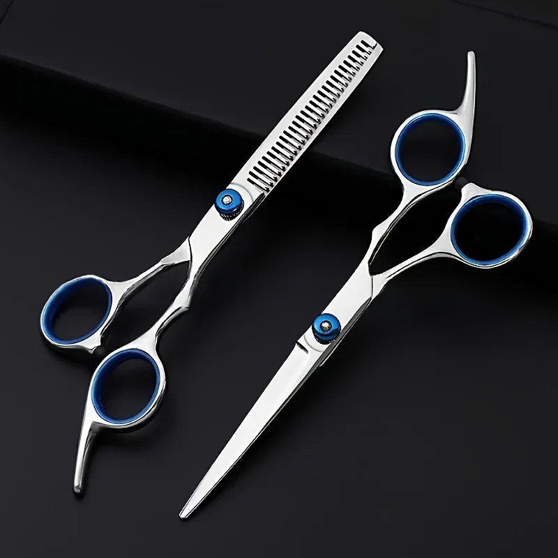 

2pcs Professional Haircut Scissors Set - Flat Teeth for Thinning & Texturizing, Alcohol-Free, Ideal for All Hair Types