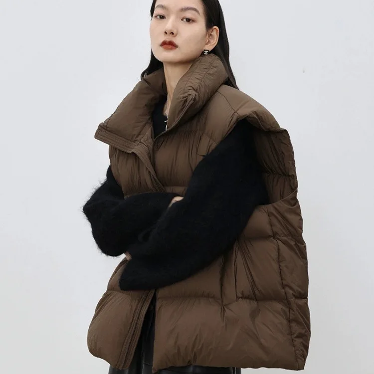 

2025 зимний коричневый хлопковый жилет для женщин, новый осенне-зимний теплый модный жилет, куртка
