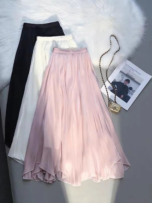 Elegant High Waist Mesh Half Skirt Fashionable Spring 2026 Women's Premium Feel Slimming A-Line Skirt Korean Style Commute