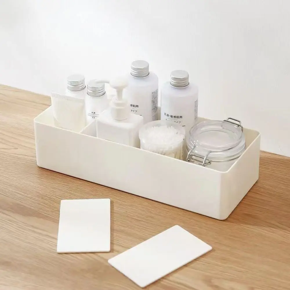 Fashion Plastic Desktop Storage Box Multipurpose Removable Partitions Cosmetic Storage Basket Durable Tableware Storage