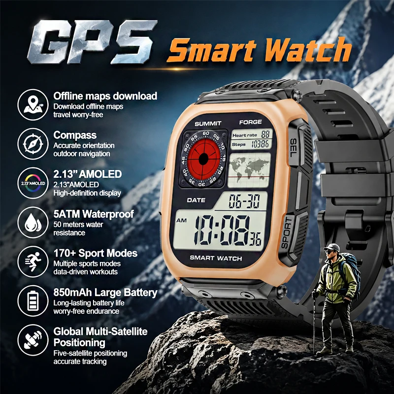New Outdoor GPS Offline Map Smart Watch Men 2.13