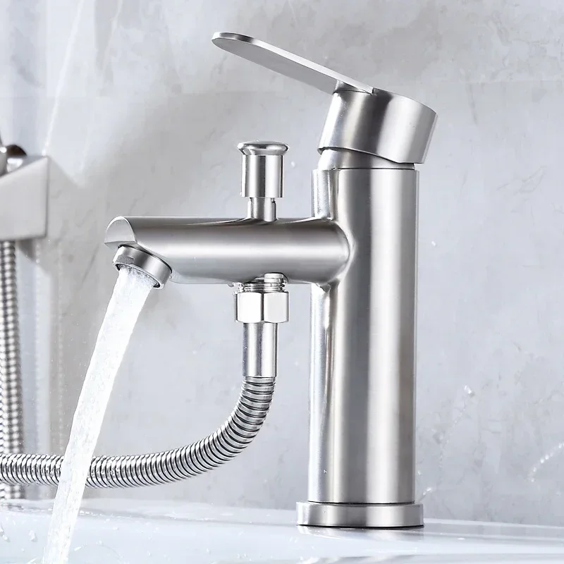 

Stainless Steel Shower Mixer Faucet Multifunctional WashBasin Faucets Deck Mounted Household Sink Tap Hot and Cold Water Tap
