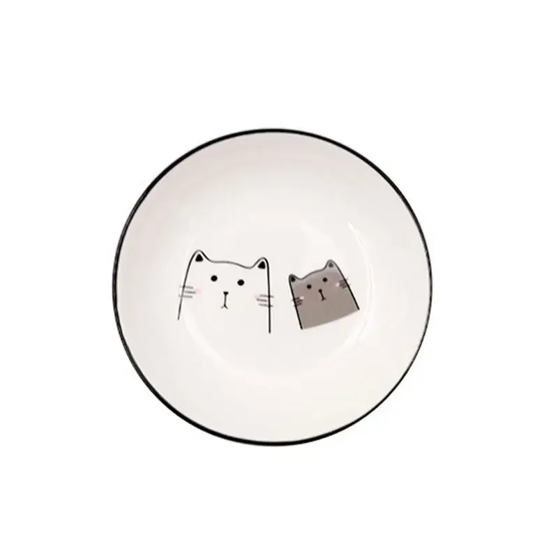 Ceramic Tableware Snack Dipping Saucer Household Seasoning Box Scandinavian Style Cat Pattern Round Shape