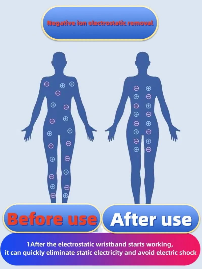 男性と女性のためのワイヤレス帯電防止リストバンド、人体、帯電防止アーティファクト、ジュエリーアクセサリー、冬