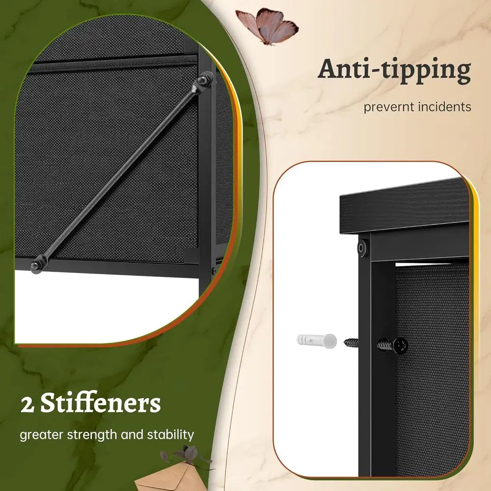 DAFIFY Comò con 15 cassetti, stazione di ricarica e luci a LED, tessuto robusto, struttura in acciaio, marrone rustico, 51,2 A x 39,3 L x 11,8