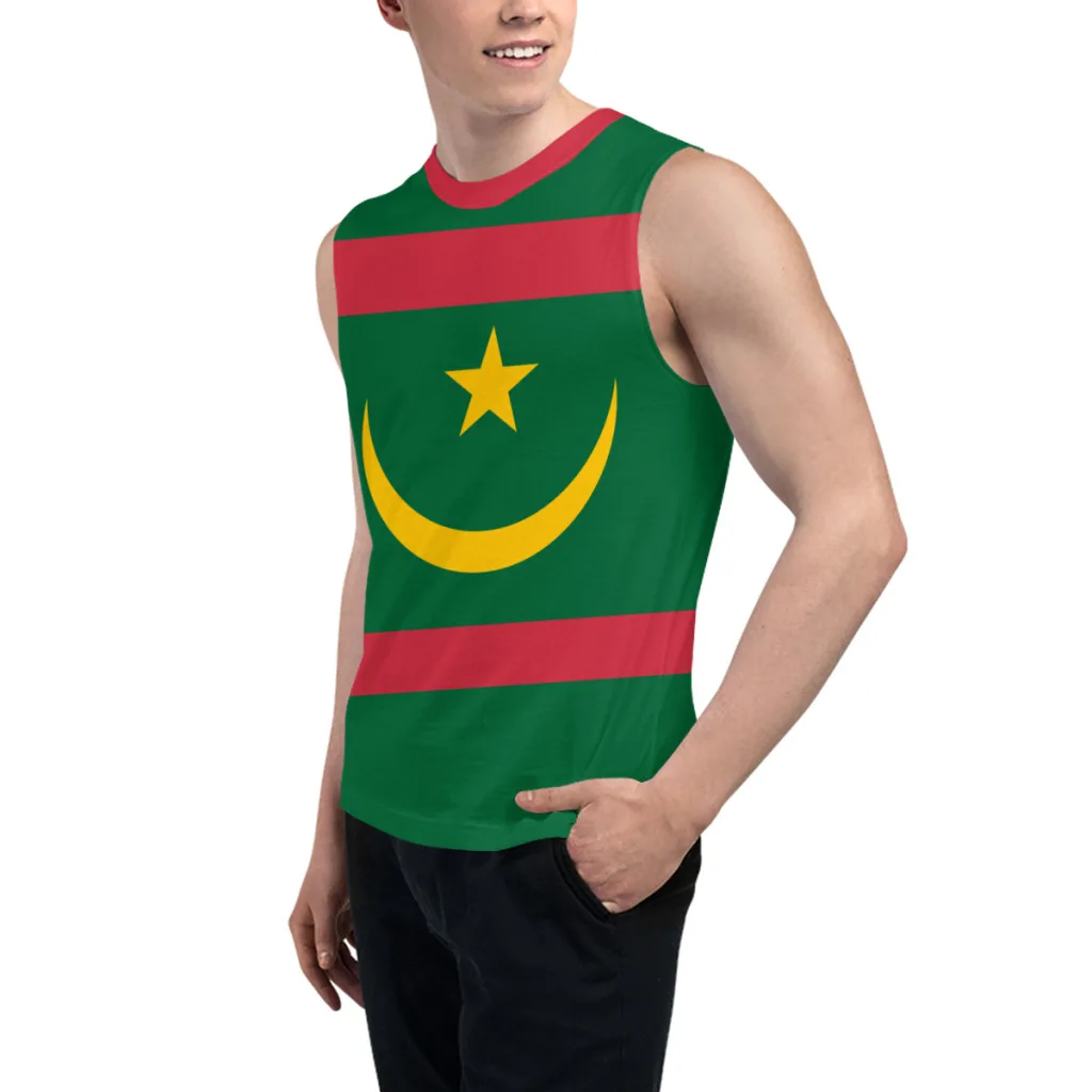 Sleeveless T-shirt Mauritania Flag 3D Men's Boys Tshirt Gyms Tank Tops Fitness Joggers Basketball Training Vest