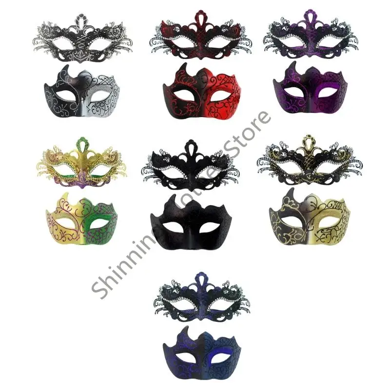 M68A 2 ชิ้นหน้ากากพลาสติกสำหรับคู่รักปาร์ตี้ Venetians Carnival อุปกรณ์เสริม