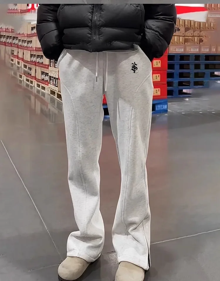 

Спортивные брюки с американской буквой S, мужские прямые брюки, мужские свободные черные повседневные брюки, уличная одежда, брюки, мужская одежда, уличная одежда