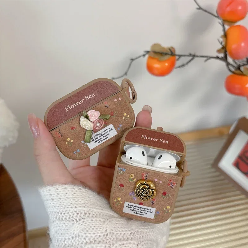 

Flower Sea Case for AirPods 4 Airpod 1 2 3 Pro Pro2 Bluetooth Earbuds Charging Box Protective Earphone Case Cover
