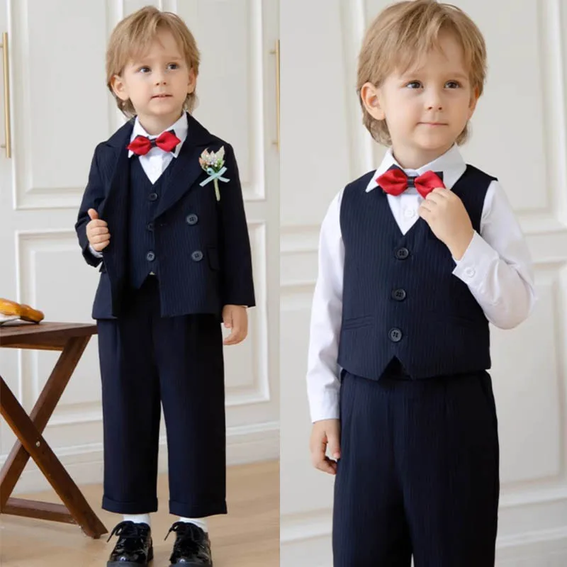 Children Elegant Wedding Suit Boys Formal Ceremony Tuxedo Dress Teenager Kids Photograph Blazer Piano Party Performance Costume