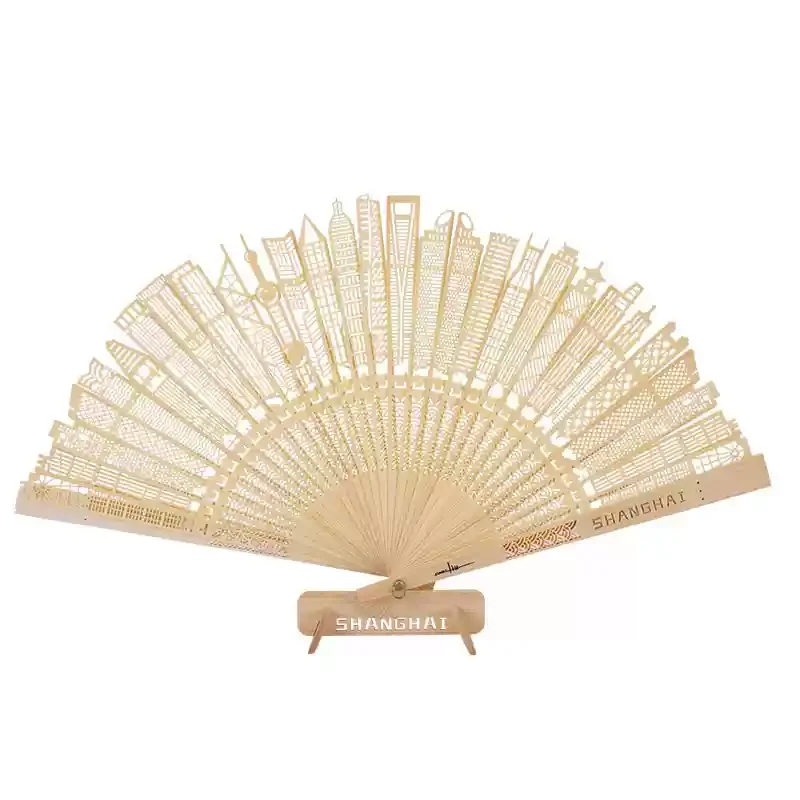 Chinese characteristic gift for foreigners, folding fan gift for men and women, sandalwood hollow out craft advertisement