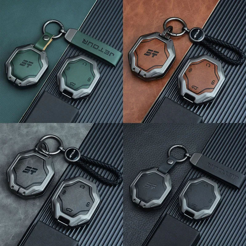 Chery Jetour Traveller Jetour T2 Turn Keychain Leather Alloy Car Keys Accessories Key Holder Case Interior Automobiles Parts