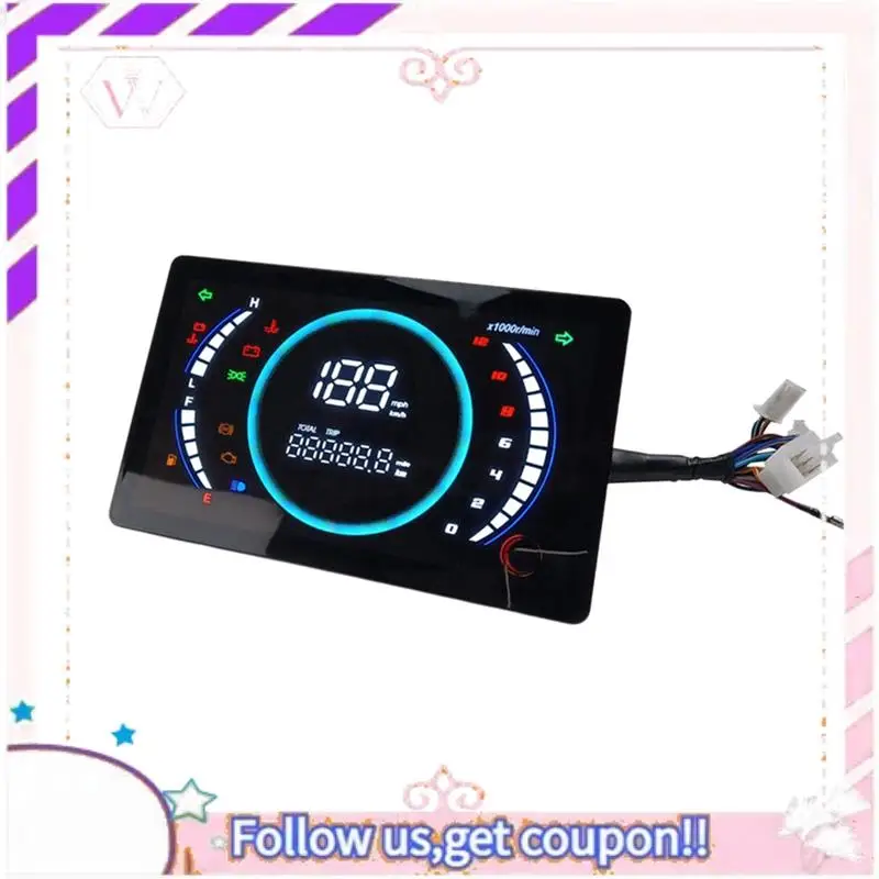 

Easy To Use 12V Universal Adjustable LED Digital Motorcycle Speedometer RPM Dashboard With Temperature Gear 199Km/H