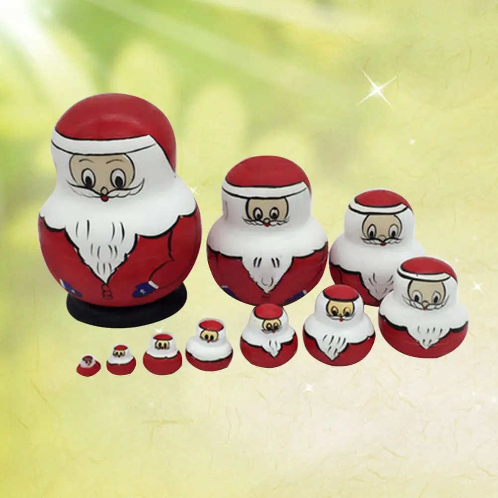10 قطعة ماتريوشكا التعشيش تخزين المجوهرات عيد الميلاد سانتا اللعب ثلج الروسية الخشبية الهدايا المقتنيات الزينة