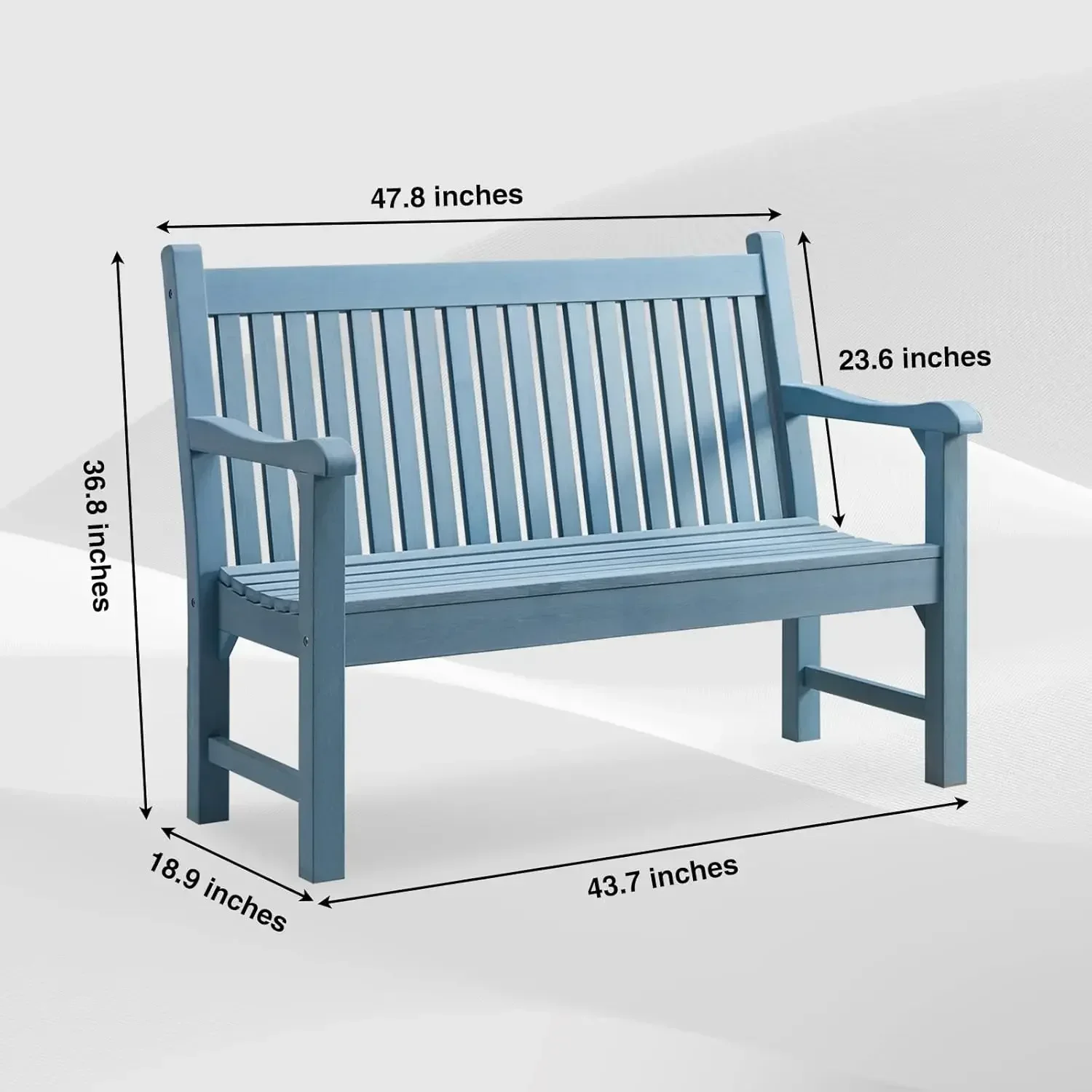 Garden Bench, 2-Person Poly Lumber Patio, All-Weather Outdoor Bench, Memorial Bench, Suit for Garden, Porch and Park(Blue)