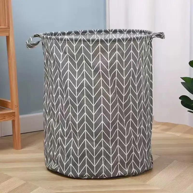 1 Stück mit Stoff bedruckte Zylinder, Aufbewahrungskörbe aus Baumwolle und Leinen, Korbe für schmutzige Kleidung, zusammenklappbare Korb für schmutzige Kleidung