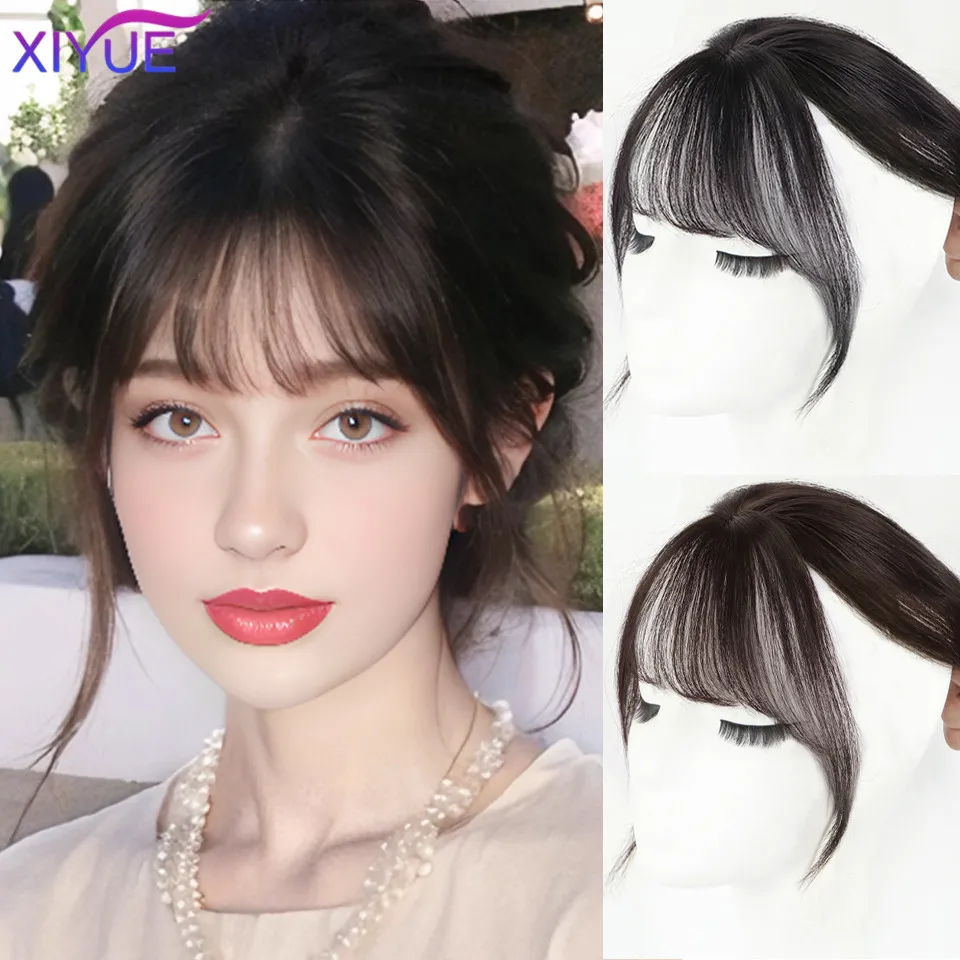 XIYUE Liu Hai Wig Women's Natural Forehead and Head Repair Hair Wig Piece Light and Thin Cover White Hair French Fake Liu Hai