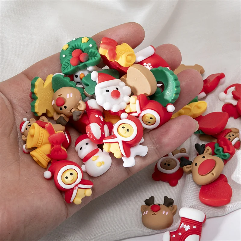 10/20/30pcs Christmas Series Flat Backs Patch Sticking Drill Resin Home Festival Decor DIY Handmade Clothing Jewelry Accessories