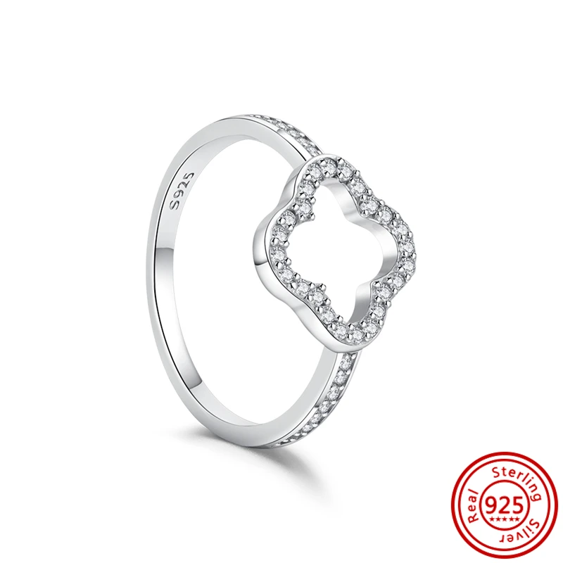 Neuer Original 925 Sterling Silber Ring Liebesherz Wunschknochen Mond Sonne Ringe Kristall Roségold für Damen Hochzeitsgeschenk Luxus Schmuck – Detail 1