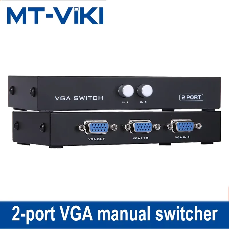 MT-VIKI 2 Port VGA Switch 2 input 1 output Video Selector D-sub Switcher 2 PC Share 1 Monitor High Resolution HD Quality 15-2CH