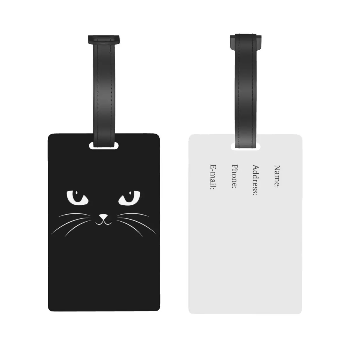 Niedliche schwarze Katze Gepäck anhänger Koffer Zubehör Reise PVC Mode Gepäck Boarding Tag tragbare Etiketten halter ID Name Adresse