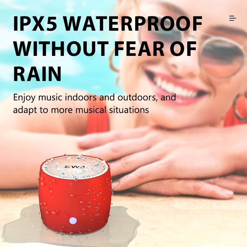 EWA A103 مضخم صوت معدني لاسلكي RGB LED إضاءة IPX5 مقاوم للماء 3 واط اتصال USB بطارية ذكية للحد من الضوضاء