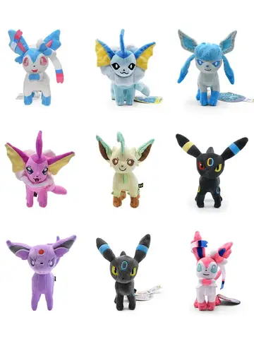 Leafeon Vaporeon Glaceon Sylveon Espeon Umbreon Vaporeon Sylveon Plush Toys Game for Collectible Gift,Soft Plushies Stuffed