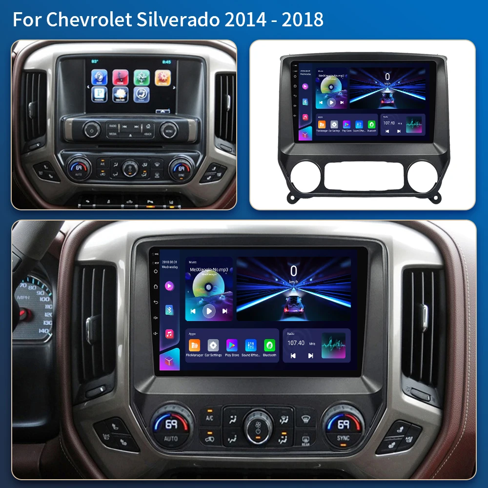 Android 16 Carplay Auto Car Radio Multimedia For Chevrolet Silverado 3 GMTK2 2014 2015 2016 2017 2018 Autoradio Stereo Head Unit
