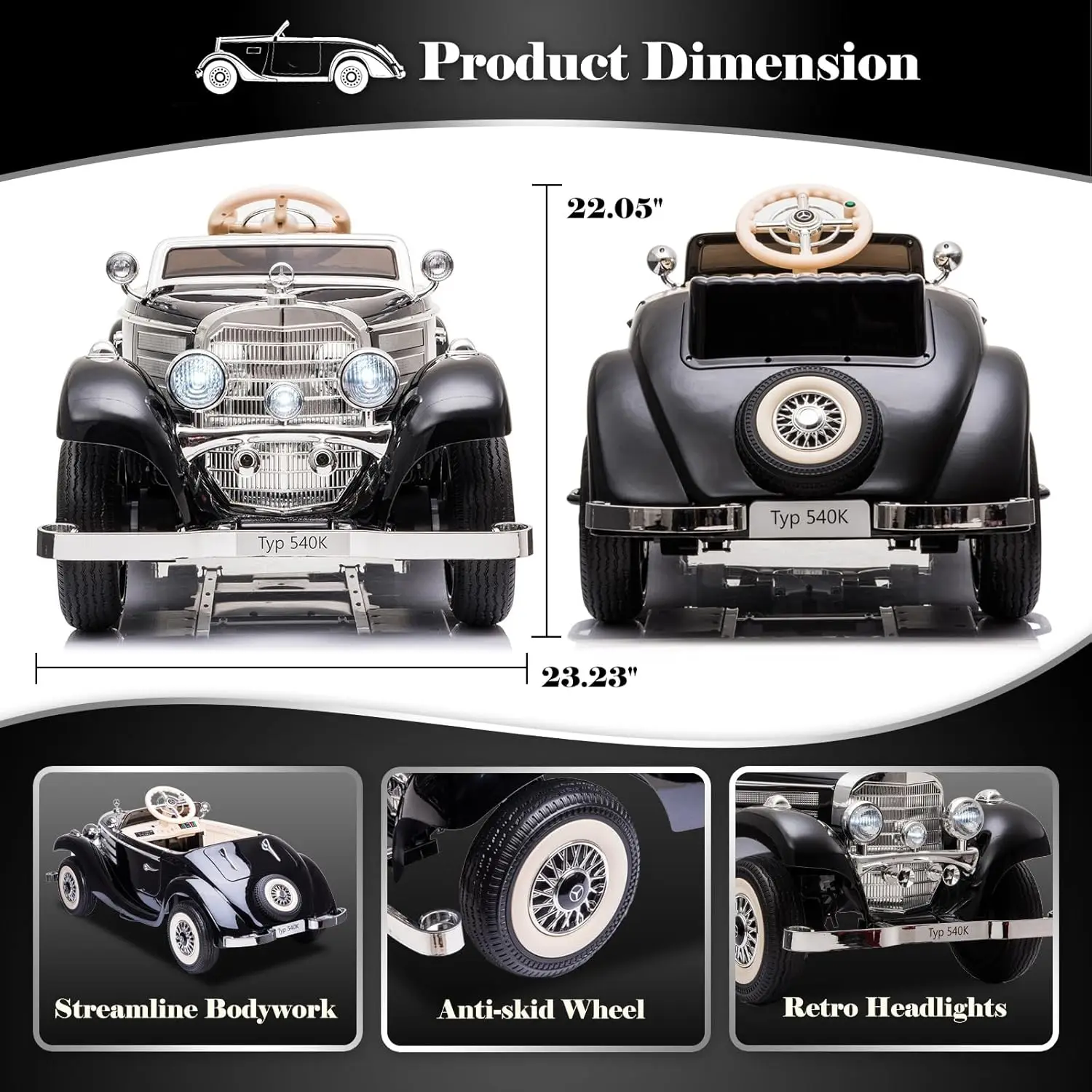 Samochód dla dzieci z pilotem zdalnego sterowania kompatybilny z Mercedes Benz 12V 14Ah Power Vehicles Wheels Parent-Child Max Load 220Ibs R