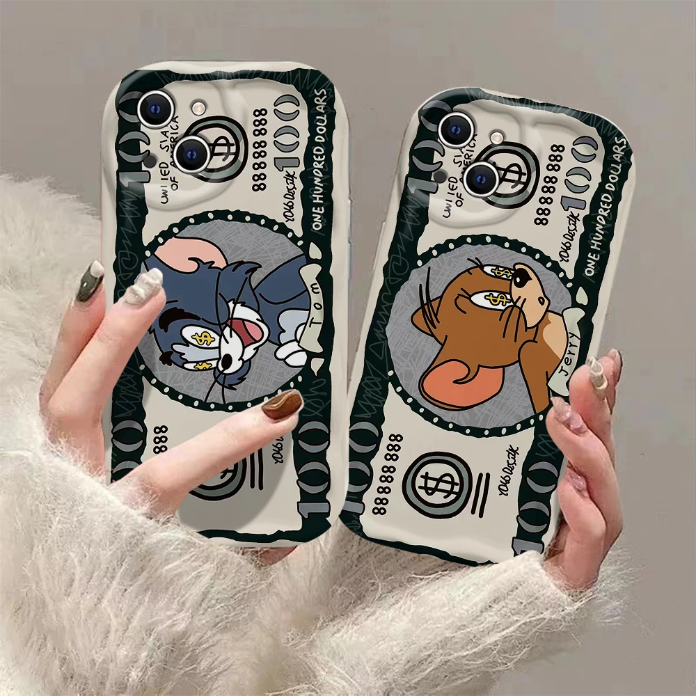 Lovely Cartoon Toms and Jerrys 3D Wave Phone Case For Samsung Galaxy S24 S23 S21 S20 FE Plus Ultra 4G 5G Soft Silicone Back