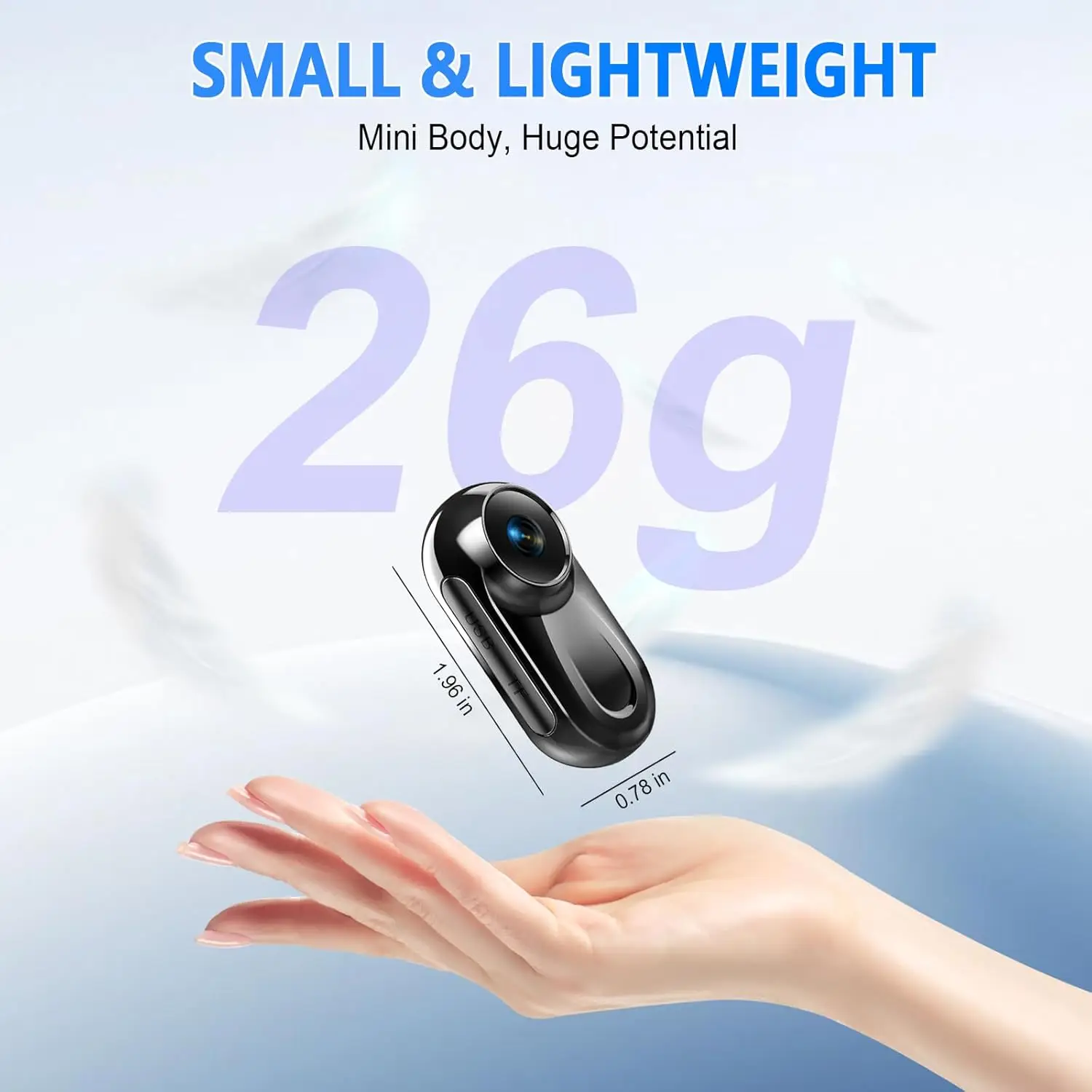 Compact 1080P Body Camera, 512G Thumb Action Camera, Magnetic Hands-Free Wearable Cam, 360° Rotate, Vlogging Video Recorder for Cycling Traveling Motorcycle (SD Card Not Included), Black view 3