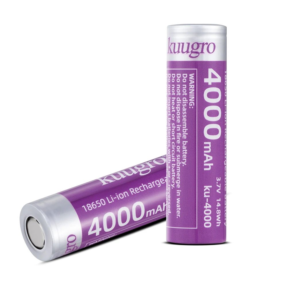 Kuugro ku-4000 18650 batterij met de hoogste capaciteit 4000 mAh 3,7 V 12A oplaadbare batterijen voor zaklampbatterijen - afbeelding 2