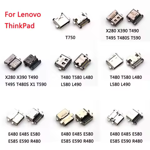 2PCS DC Power Jack For Laptop Lenovo ThinkPad E480 E485 E580 E585 R480 E590 T750 T480 T580 L480 L580 L490 Type-C USB Connector