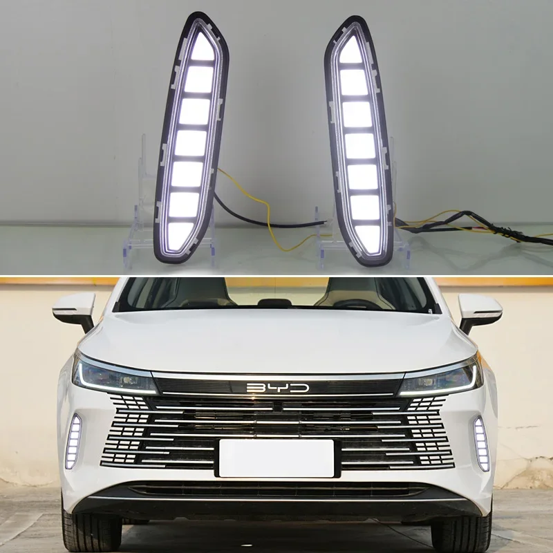 LED DRL For BYD Chazor King 2023 2024 LED Daytime Running Light  Dynamic Turn Signal Waterproof Car 12V Lamp