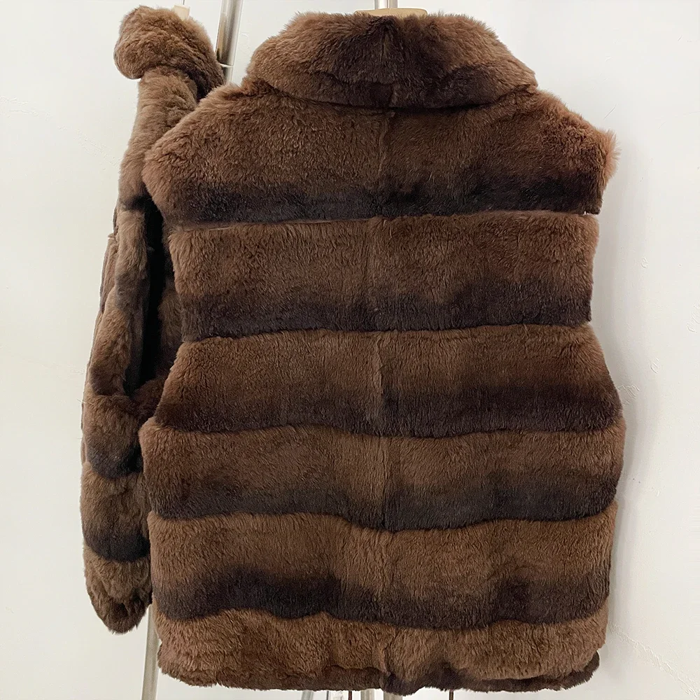 OFTBUY Big Turn Collar Two Ways Wear Sleeveless Clothes Female New Winter Fur Waistcoat Women Reversible Real Rabbit Fur Vest