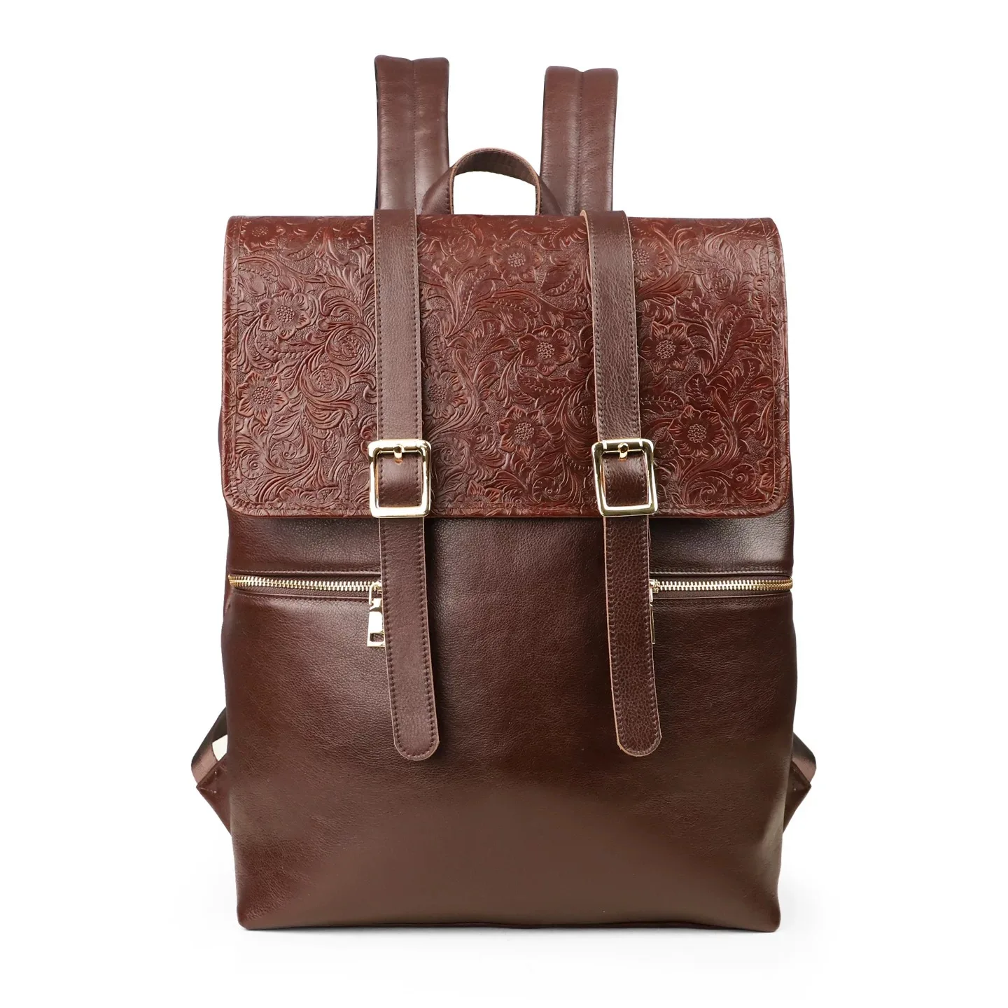 Leather backpack, large capacity, double shoulder bag, travel computer bag
