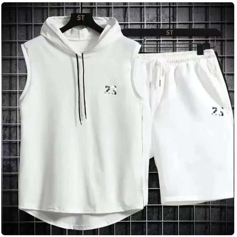 طقم بدلة رياضية من قطعتين للرجال ، تيشيرت وشورت بأكمام قصيرة ، تيشيرت بهودي ، بدلة رياضية ، موضة غير رسمية ، جديد ، صيف #6