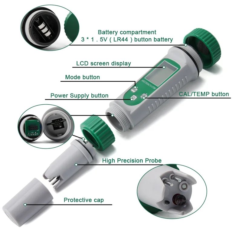 

High Quality-Versatile Digital PH Meter 6-In-1 For Water Quality Testing Measures PH, EC, TDS, SALT, S.G, And TEMP,Versatile Dig