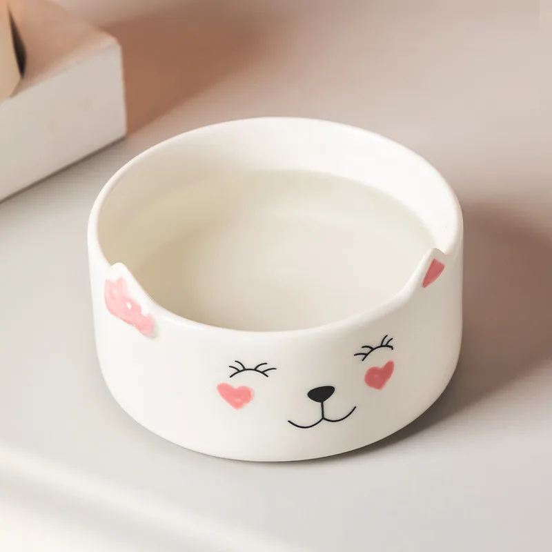 Cat Bowl Ceramic High Foot Oblique Mouth Protects Cervical Spine Dog Food Feeder Prevent Overturning Pet Rice Bowl Snack Bowl