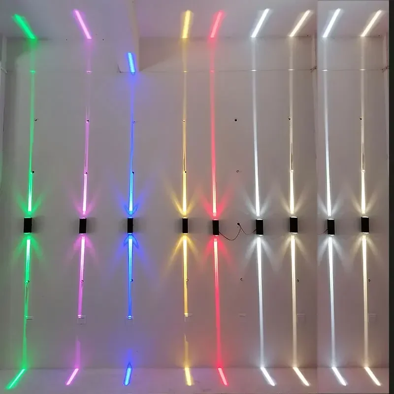 ตกแต่ง Line Beam LED โคมไฟ AC110V-240V 6W 12W Wall Light อลูมิเนียมในร่มกลางแจ้ง IP65 แสงสีแดงสีฟ้าสีเขียวโคมไฟ