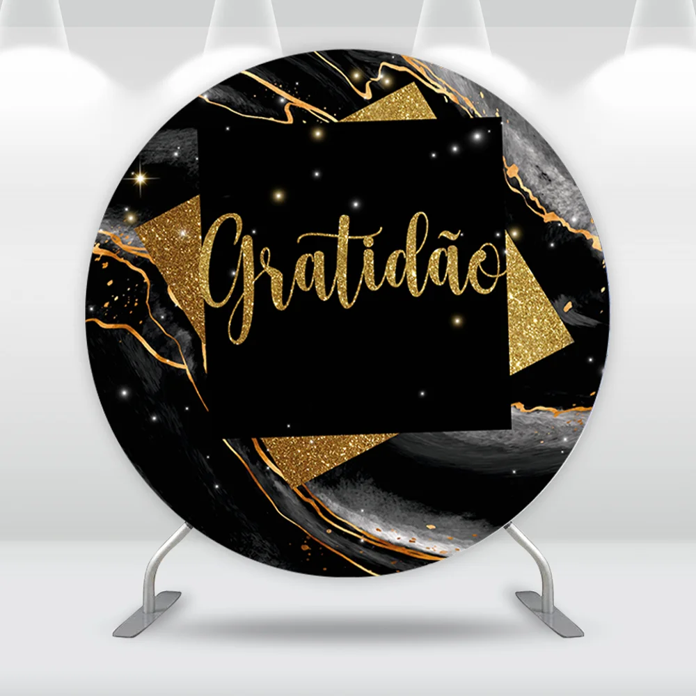 Klasse von 2024 Abschluss runde Bogen Abdeckung Hintergrund schwarz und Gold Marmor Thema alles Gute zum Geburtstag Hintergrund Photo booth Candy Banner