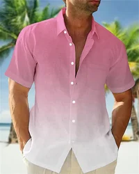 2024 Summer Shirt Men Hawaiian Men Short Sleeve Shirt Two-color Print Men Beach Travel Leisure Super Large Mouth