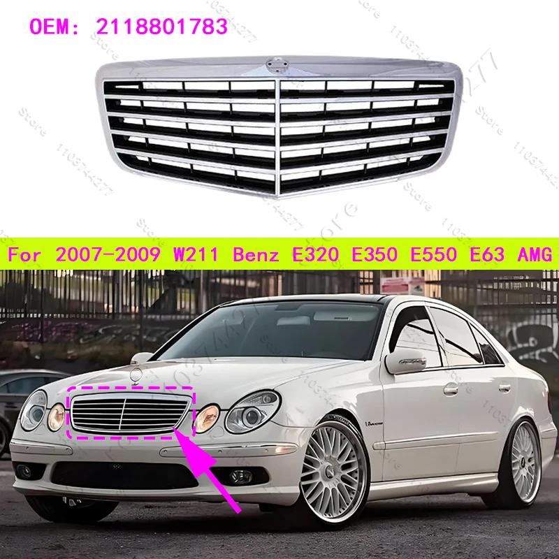 

Для 2007-2009 W211 Mercedes Benz E320 E350 E550 E63 AMG передние верхние гоночные грили сетка средняя сетка базовый радиатор 2118801783